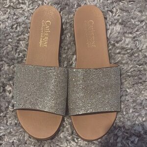 Catherine Malandrino Silver Sparkle Sandals